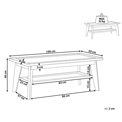 Rustic 100 x 50 Coffee Table Engineered Wood And Rattan Shelf