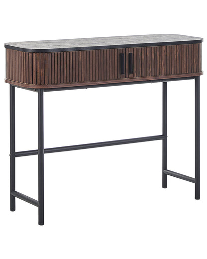 Console Table 100 X 35cm Dark Brown With Sliding Doors
