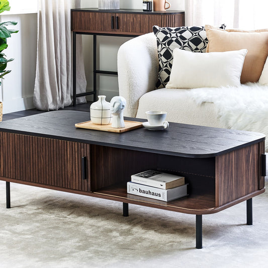 Coffee Table Dark Brown Rustic Sliding Doors With Storage