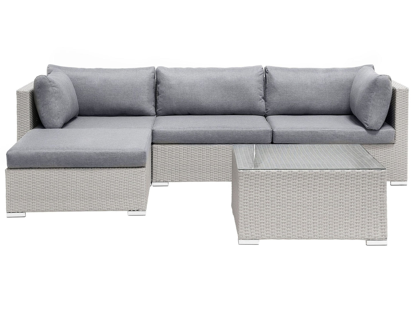 2 Piece Garden Sofa Set Beige Cushions Coffee Table