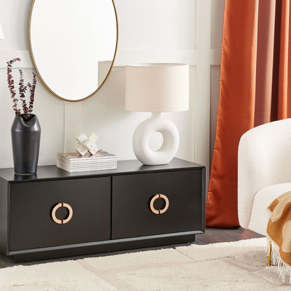 NovaLiving 4 Door Sideboard Black MDF With Gold Handles