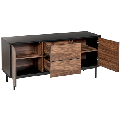 2-Door Sideboard Dark Brown With Black Steel Legs