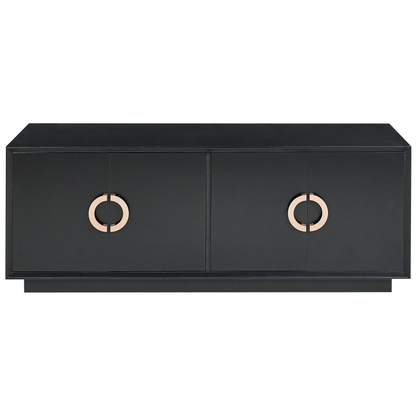 NovaLiving 4 Door Sideboard Black MDF With Gold Handles