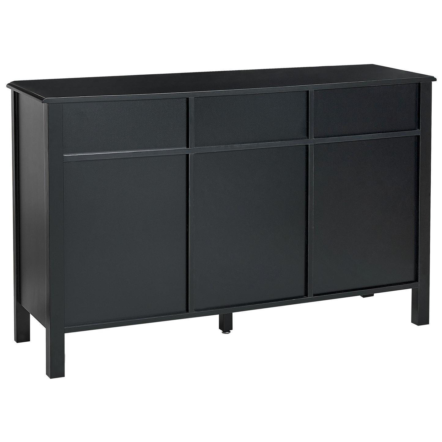 LuxeHome 3 Door Sideboard Black MDF With Gold Knobs Modern Storage
