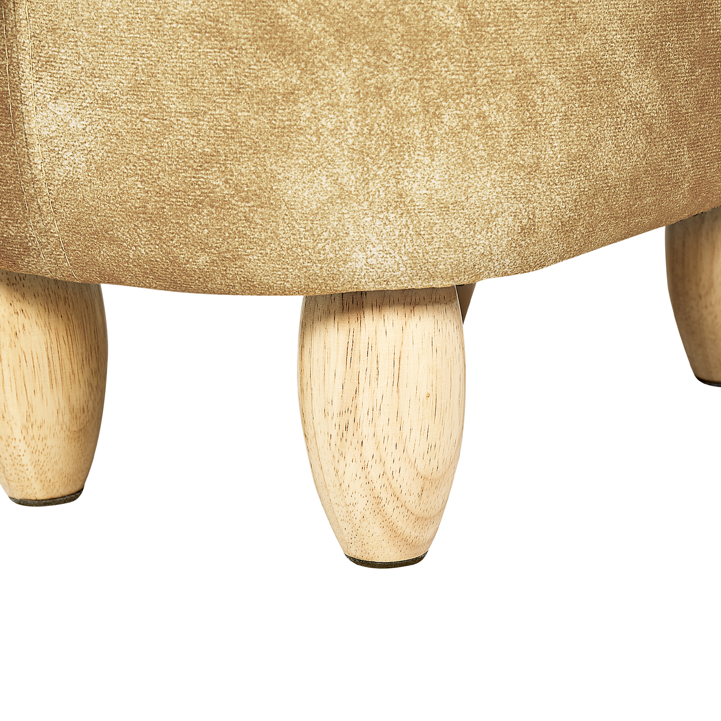 Kids Storage Stool Orange Velvet With Wooden Legs