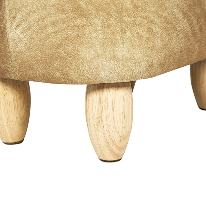 Kids Storage Stool Orange Velvet With Wooden Legs