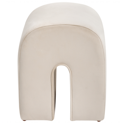 Beige Velvet U Shaped Pouffe Ottoman With Modern Design For Living Room Essentials