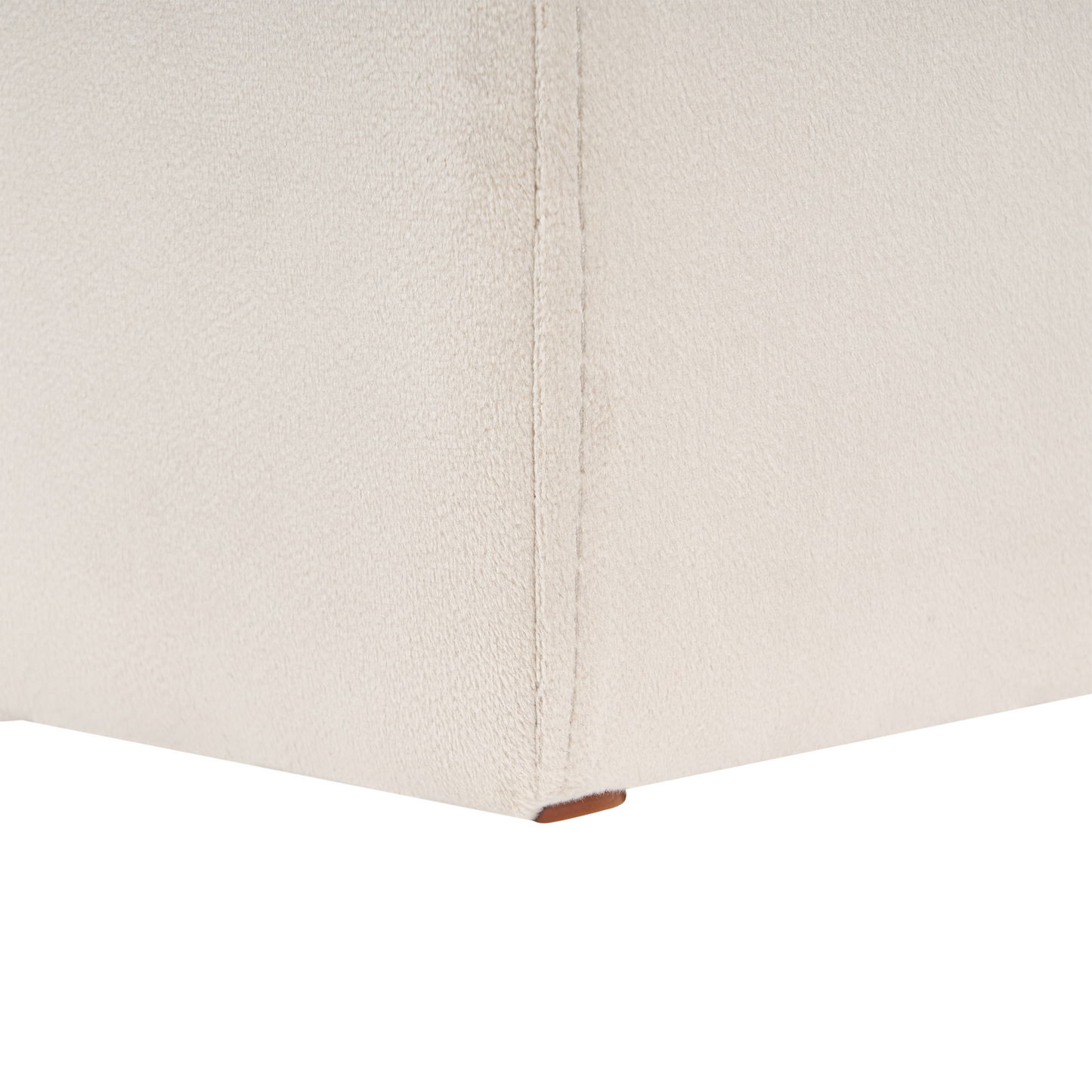 Beige Velvet U Shaped Pouffe Ottoman With Modern Design For Living Room Essentials