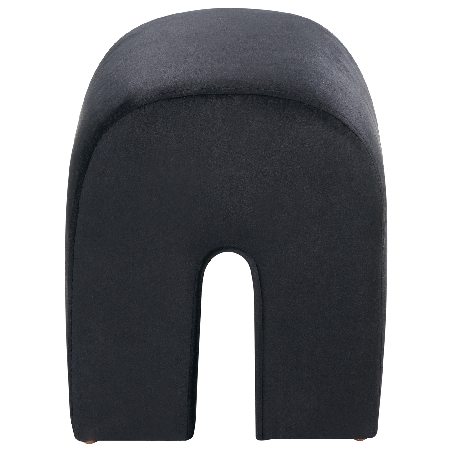 Black Velvet U Shaped Pouffe Ottoman With Velvet Upholstery For Modern Living Room Decor And Extra Seating
