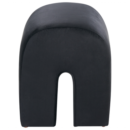 Black Velvet U Shaped Pouffe Ottoman With Velvet Upholstery For Modern Living Room Decor And Extra Seating