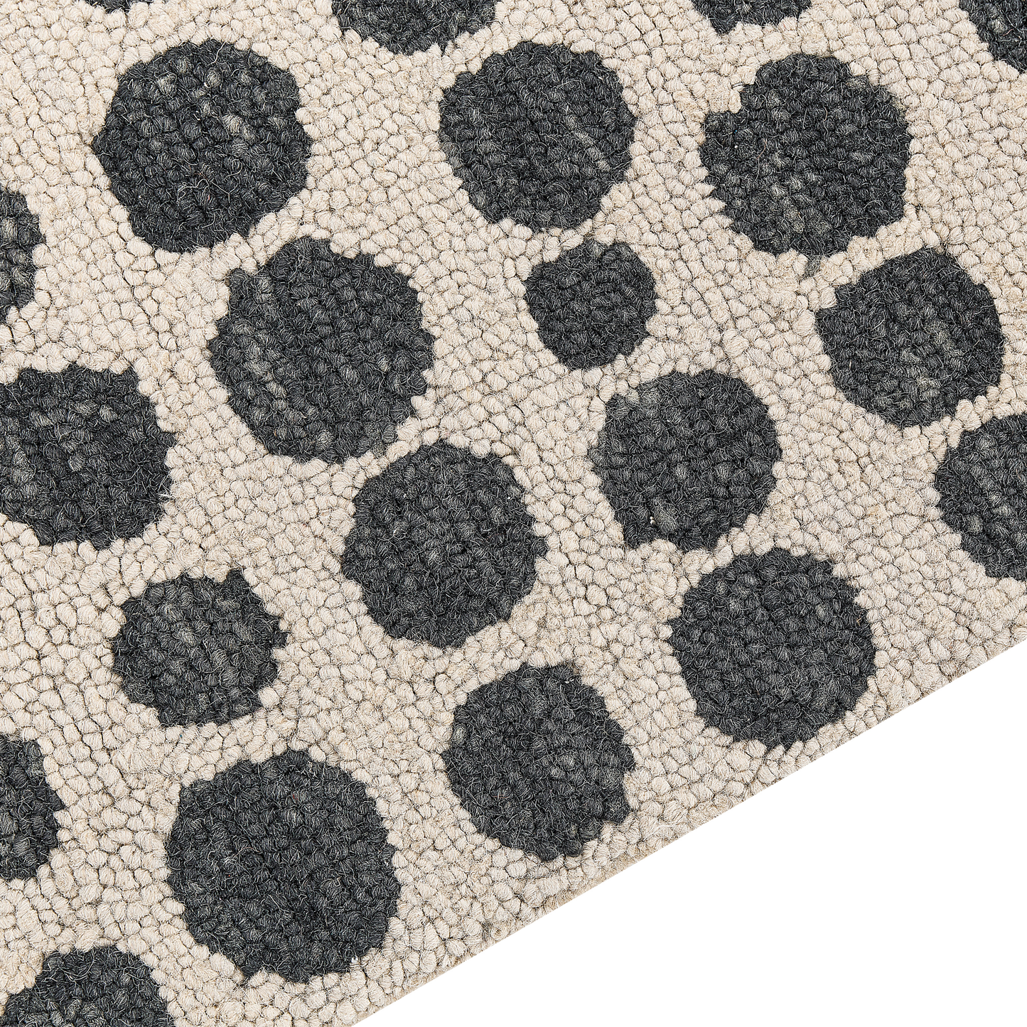 Beige And Black Hand Tufted Wool Area Rug 80 x 150cm Spotted Boho Living Room