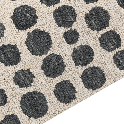 Beige And Black Hand Tufted Wool Area Rug 80 x 150cm Spotted Boho Living Room