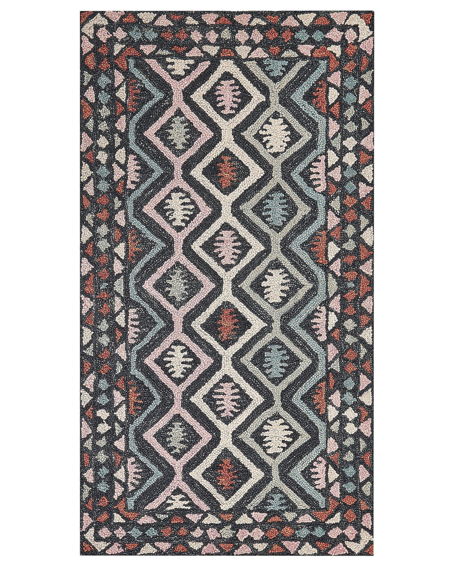Multicolor Wool Area Rug 80 x 150cm Hand Tufted Geometric