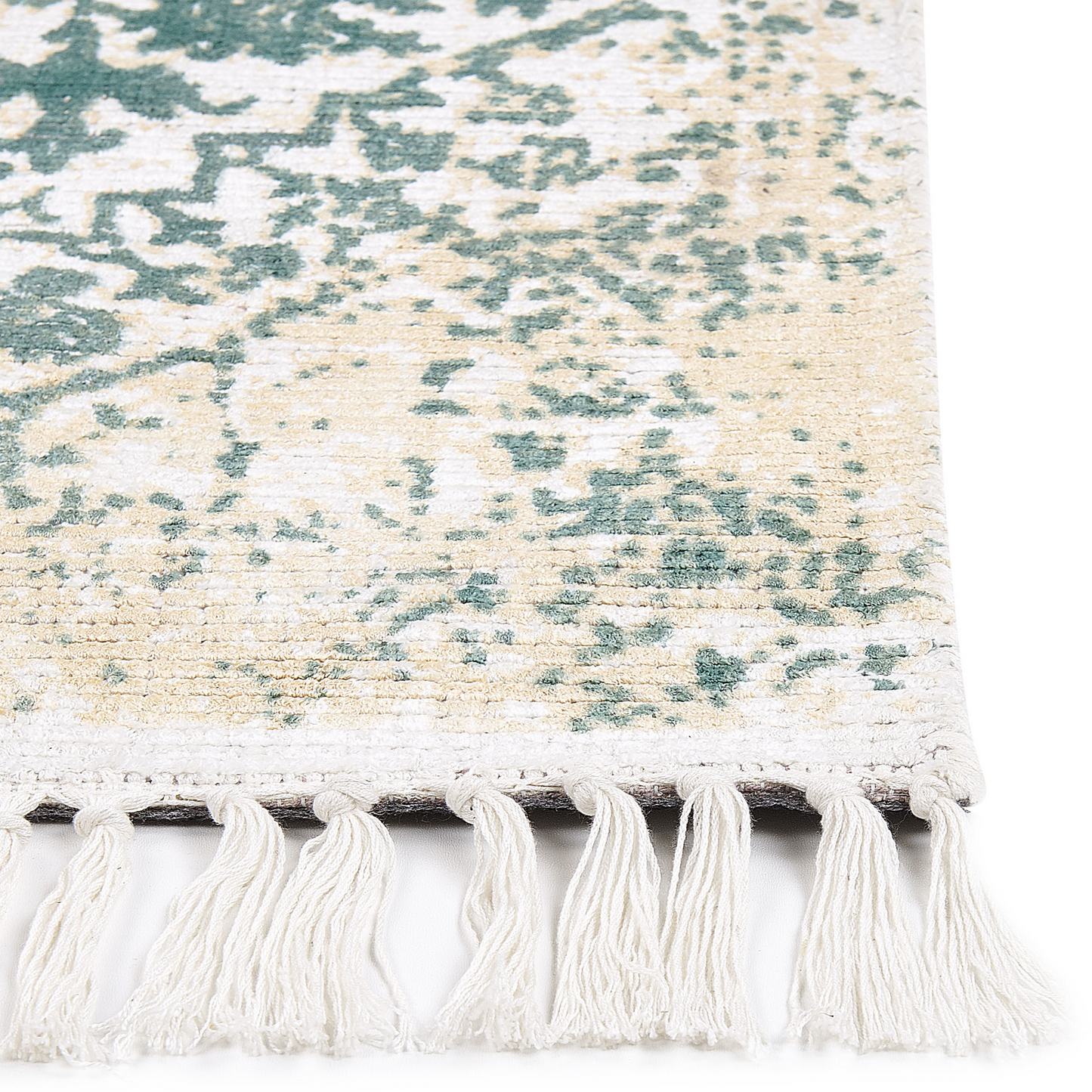 Viscose Area Rug Grey And Green 80 x 150cm Oriental Distressed Vintage Finish