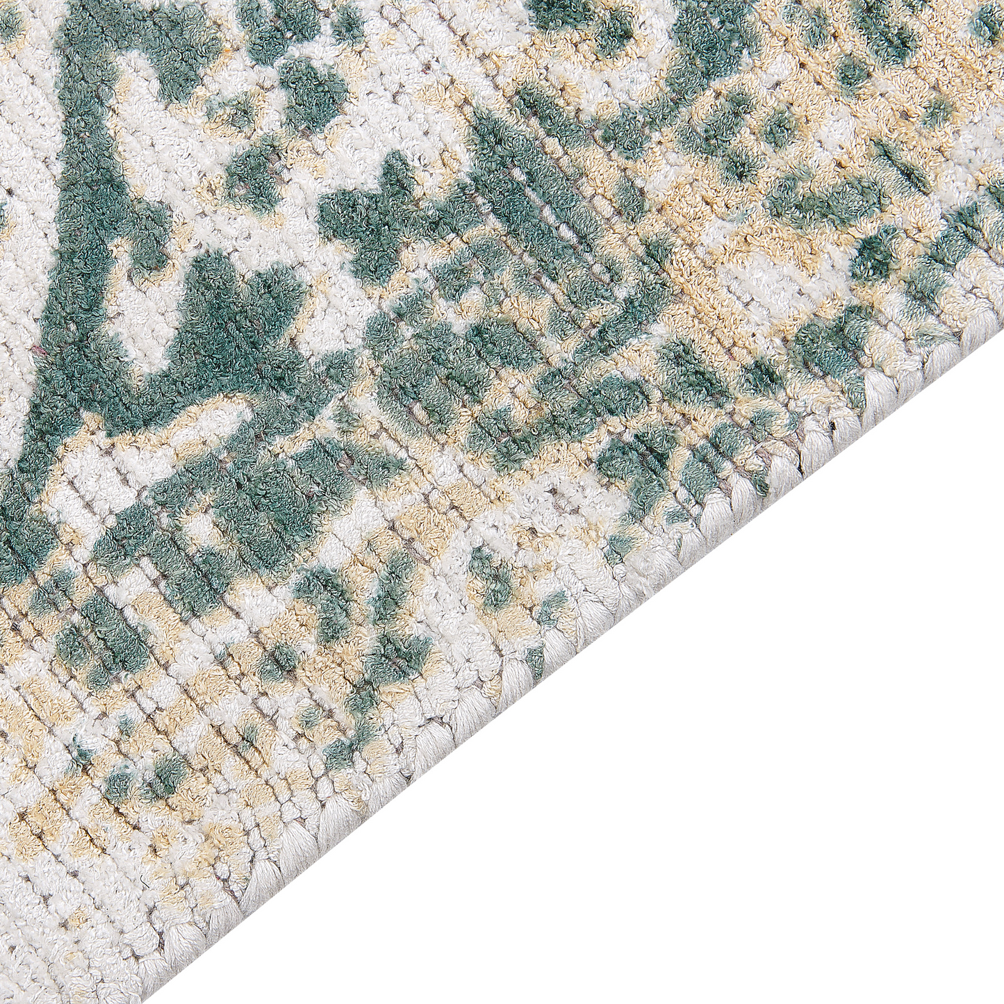 Viscose Oriental Distressed Area Rug Grey Green 160 x 230cm for Living Room and Bedroom