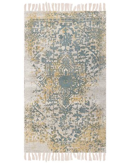 Viscose Rugs Co Yellow Green 80 x 150cm Oriental Distressed Living Room Bedroom Rug