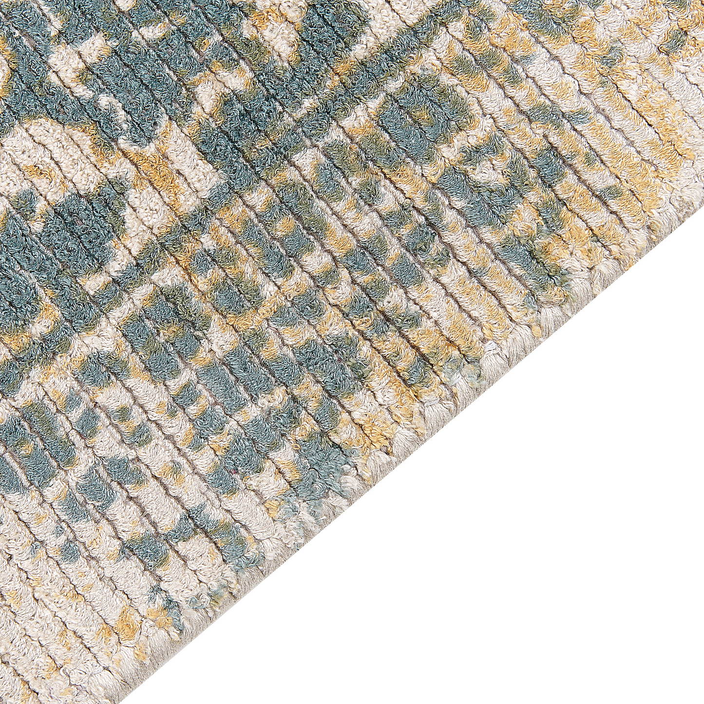 Viscose Rugs Co Yellow Green 80 x 150cm Oriental Distressed Living Room Bedroom Rug