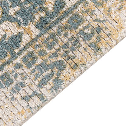 Viscose Rugs Co Yellow Green 80 x 150cm Oriental Distressed Living Room Bedroom Rug