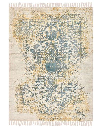 Viscose Area Rug Yellow And Green 160 x 230cm Oriental Distressed