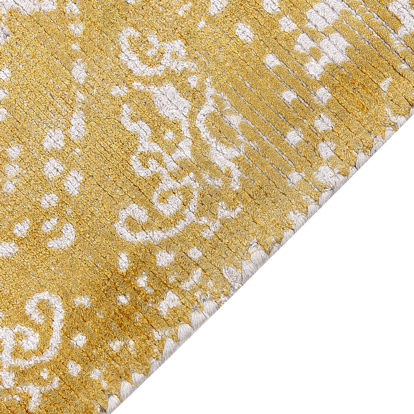 Viscose Area Rug Yellow Beige 80 x 150 Oriental Distressed