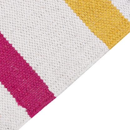 Area Rag Rug Multicolour Stripes Cotton 80 x 150cm Hand Woven