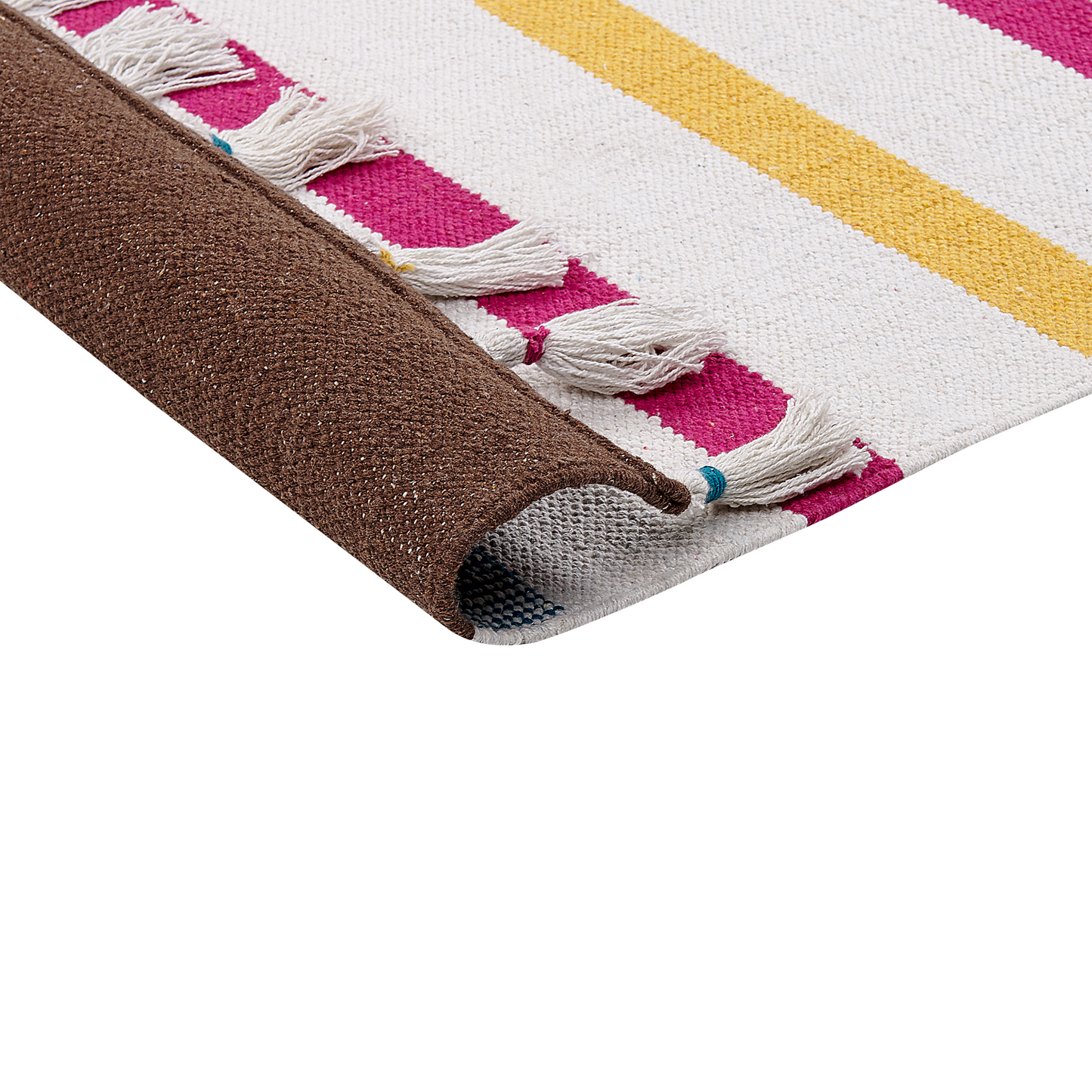 Area Rag Rug Multicolour Stripes Cotton 80 x 150cm Hand Woven