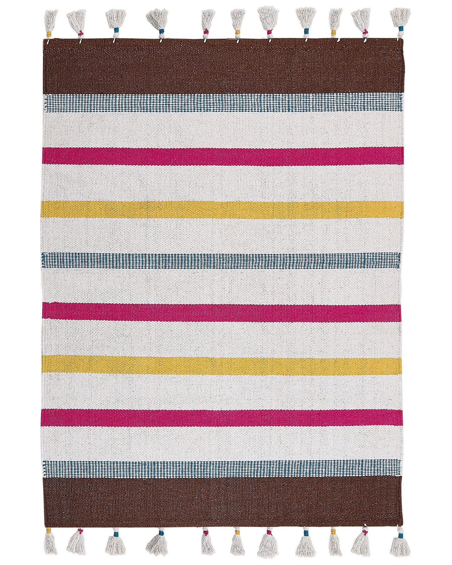 Area Rag Rug Multicolour Stripes Cotton 140 x 200cm Handwoven