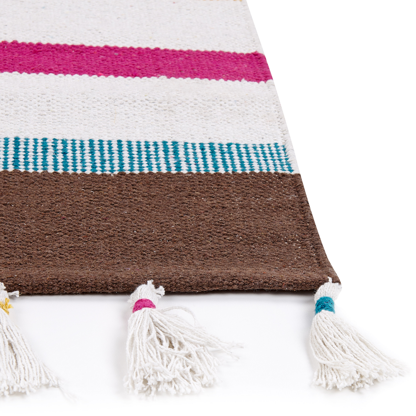 Area Rag Rug Multicolour Stripes Cotton 140 x 200cm Handwoven
