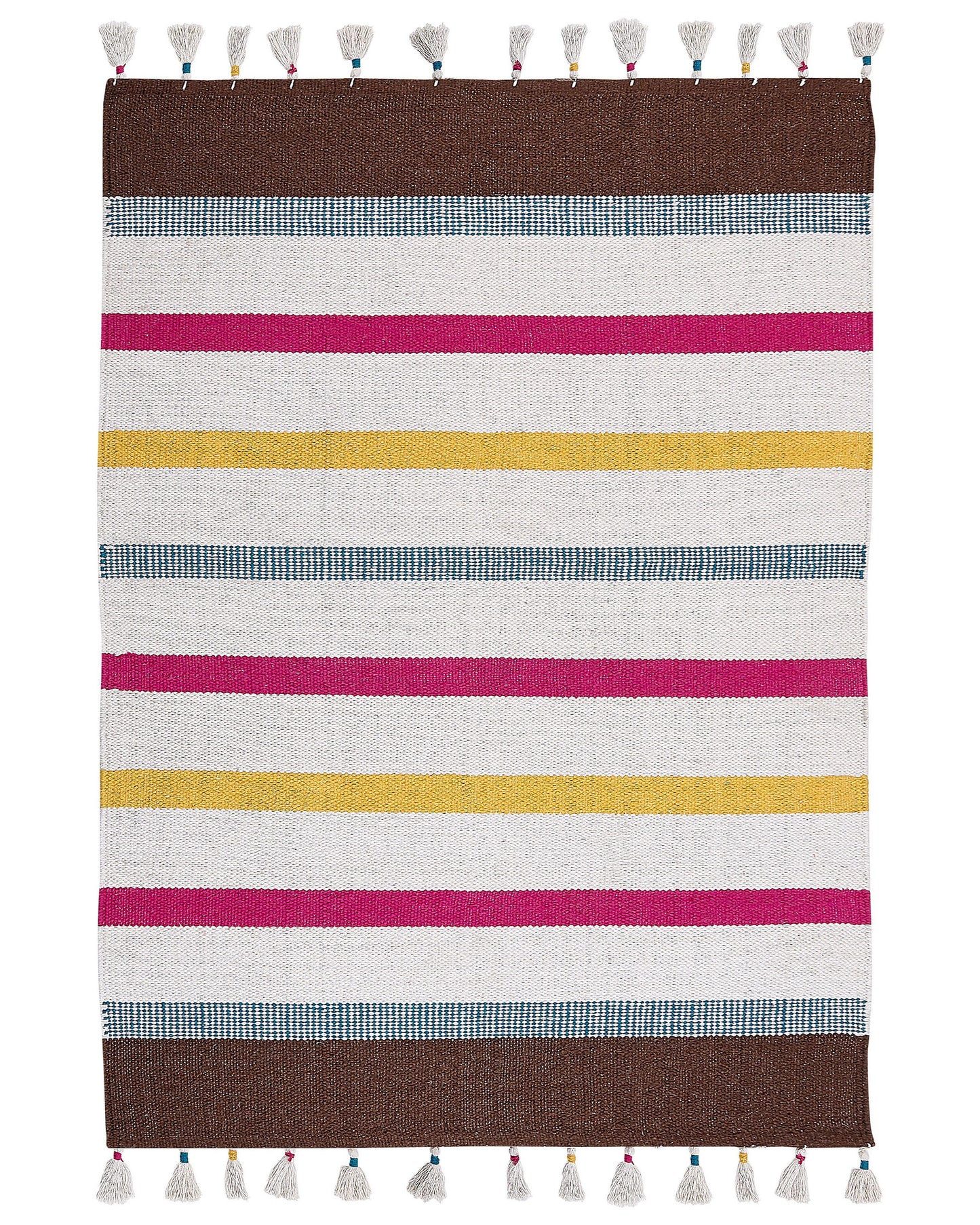 Area Rag Rug Multicolor Stripes Cotton Handwoven 160 x 230cm