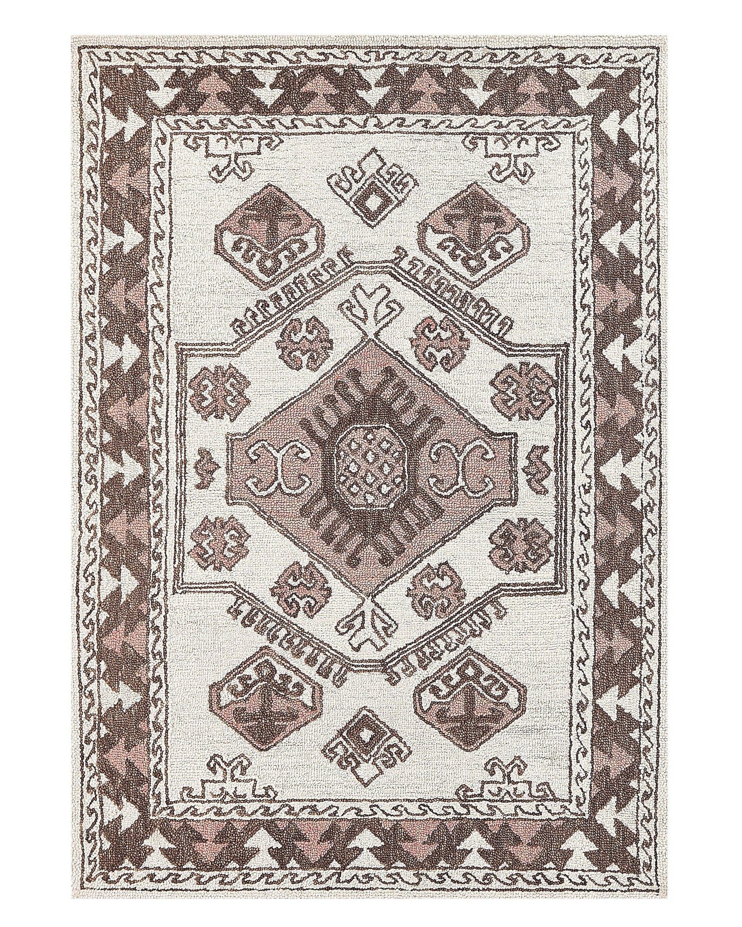 Area Rug 140 x 200 Wool Hand Tufted Geometric Boho Multicolour