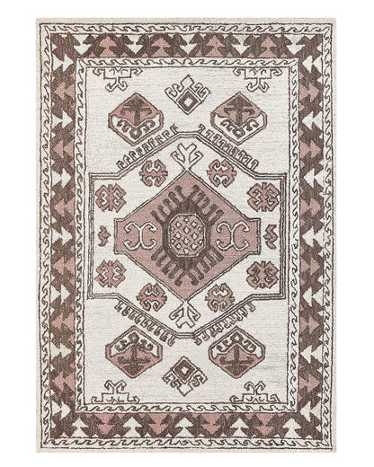 Area Rug 140 x 200 Wool Hand Tufted Geometric Boho Multicolour