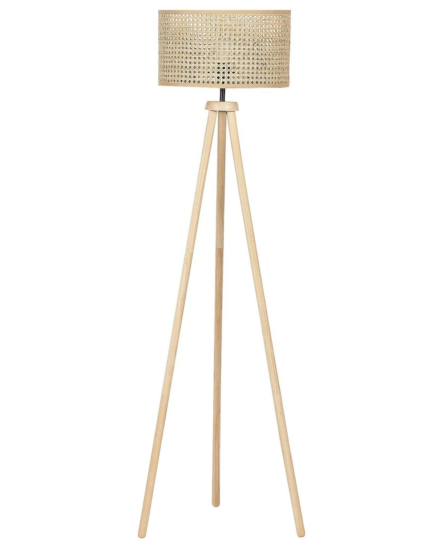 Floor Lamp Natural Rattan Drum Shade 151cm Tripod