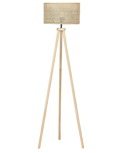 Floor Lamp Natural Rattan Drum Shade 151cm Tripod