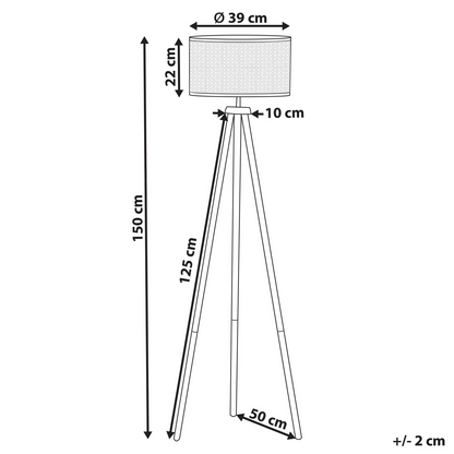 Floor Lamp Natural Rattan Drum Shade 151cm Tripod