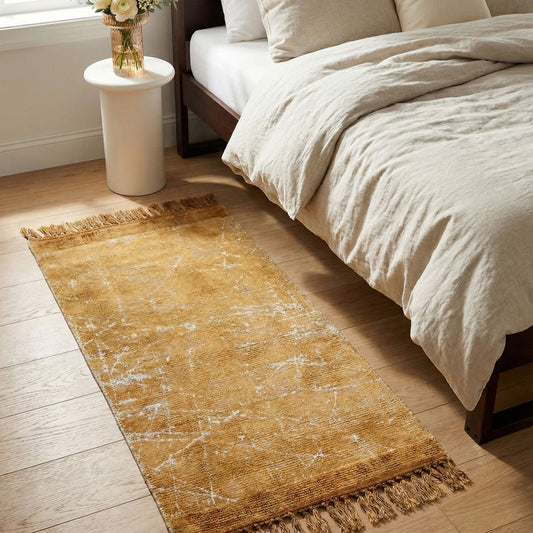 Area Rug Modern Glam Orange Viscose Fringed 80 x 150cm