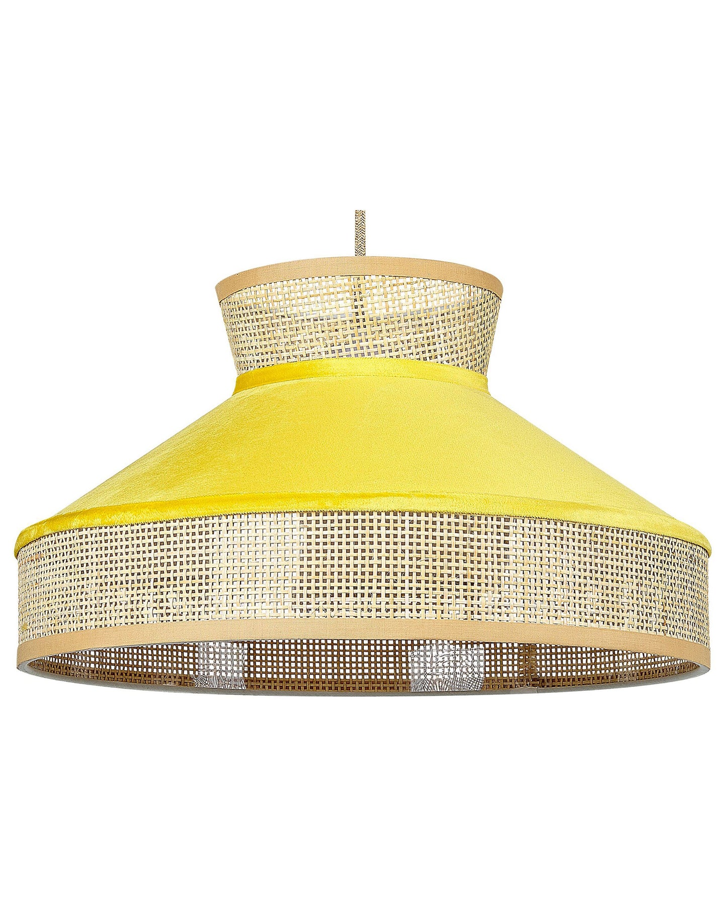 Pendant Lamp Natural Yellow Rattan Velvet Shade