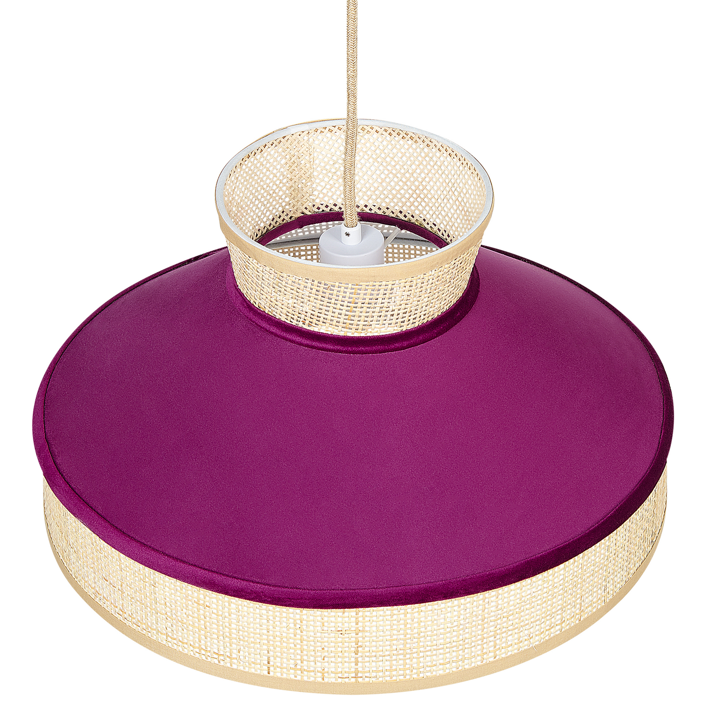 Pendant Lamp Natural Pink Rattan Velvet Shade