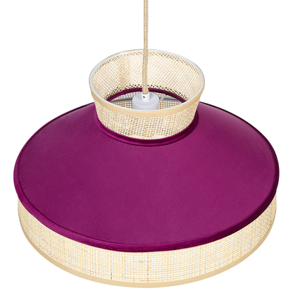 Pendant Lamp Natural Pink Rattan Velvet Shade