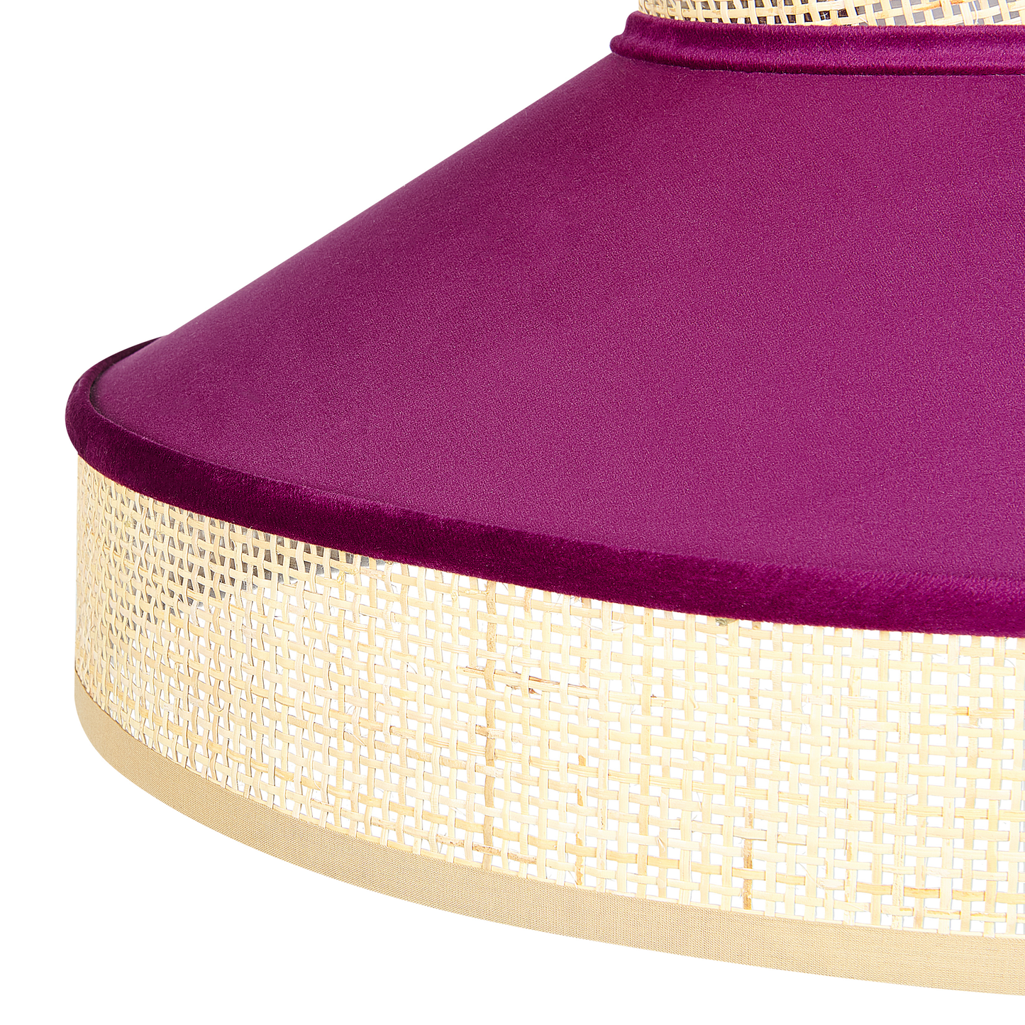 Pendant Lamp Natural Pink Rattan Velvet Shade
