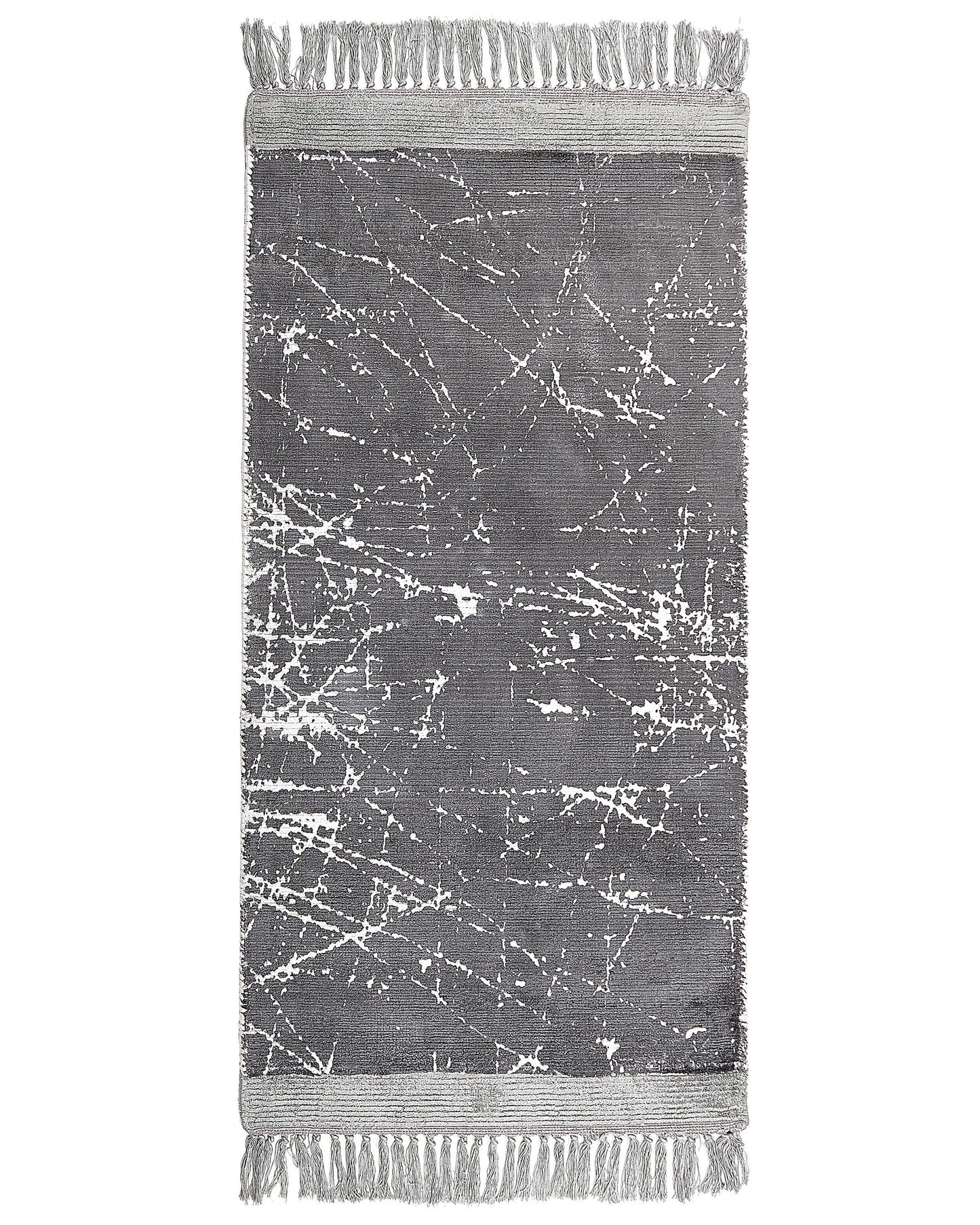 Modern Glam Area Rug Grey Viscose 80 x 150 Fringes