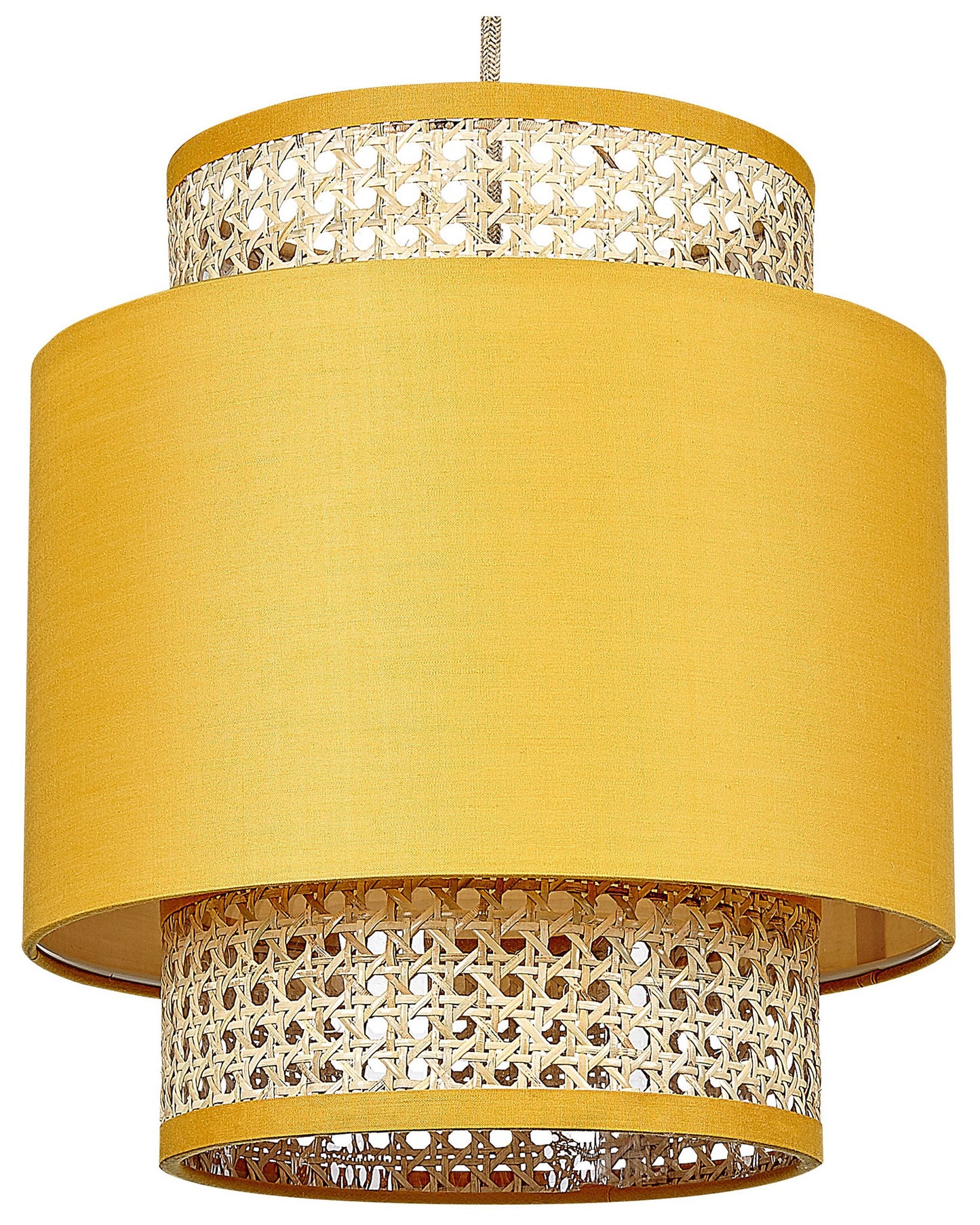 Pendant Lamp Natural Yellow Rattan Fabric Shade Boho