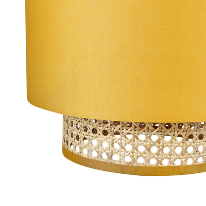Pendant Lamp Natural Yellow Rattan Fabric Shade Boho