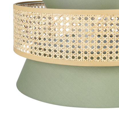 Natural Green Rattan Pendant Lamp With Polyester Shade Boho