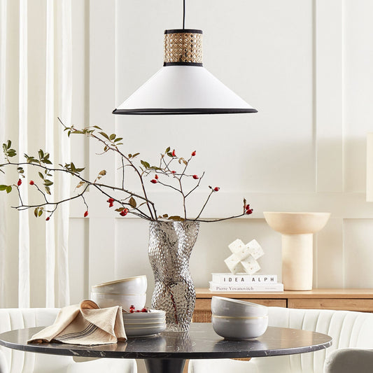 Pendant Lamp Natural White Rattan Shade Hanging Light