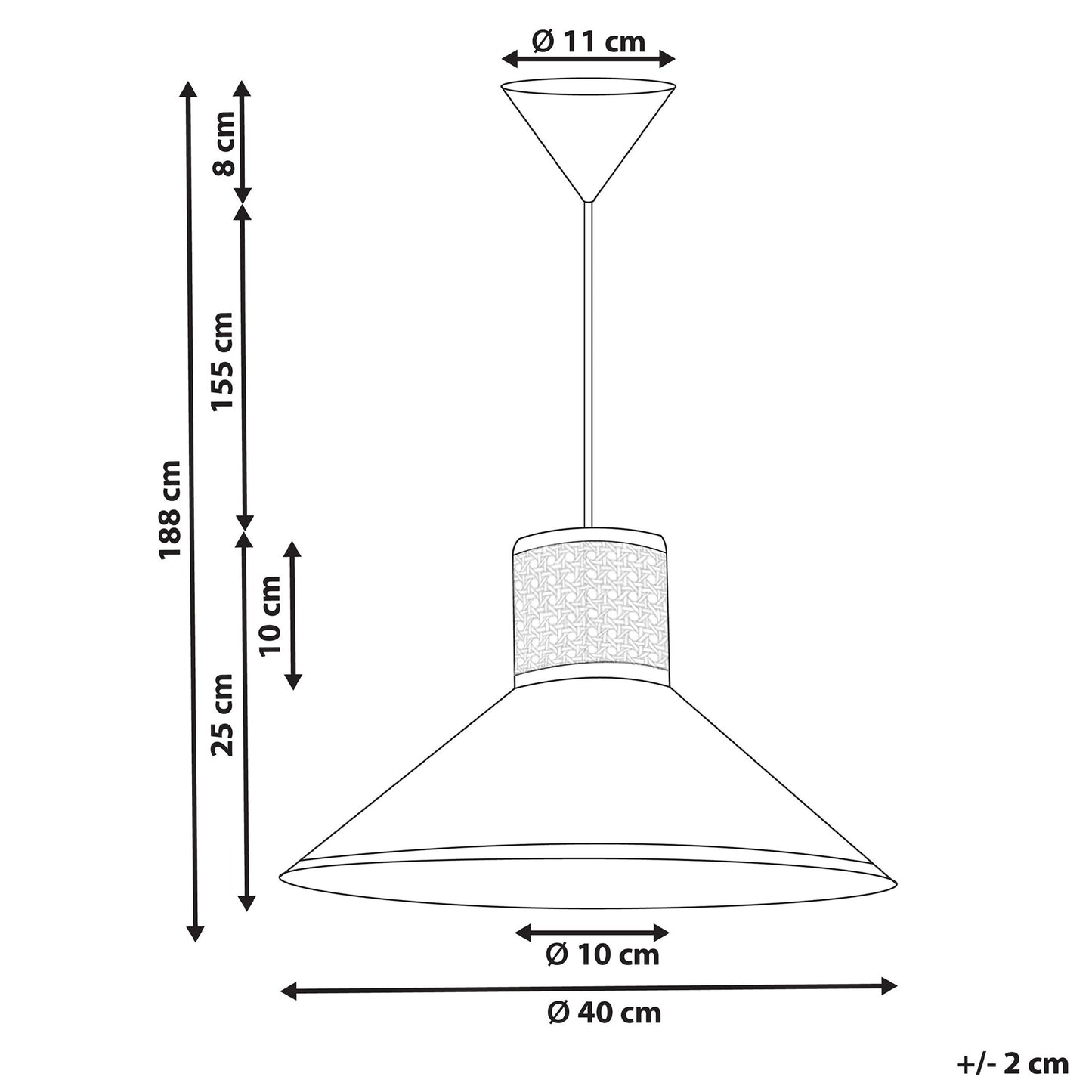 Pendant Lamp Natural White Rattan Shade Hanging Light