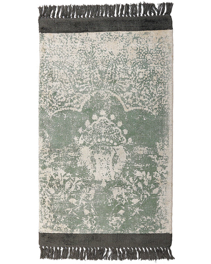 Vintage Green Beige Area Rug 80 x 150cm Fringed