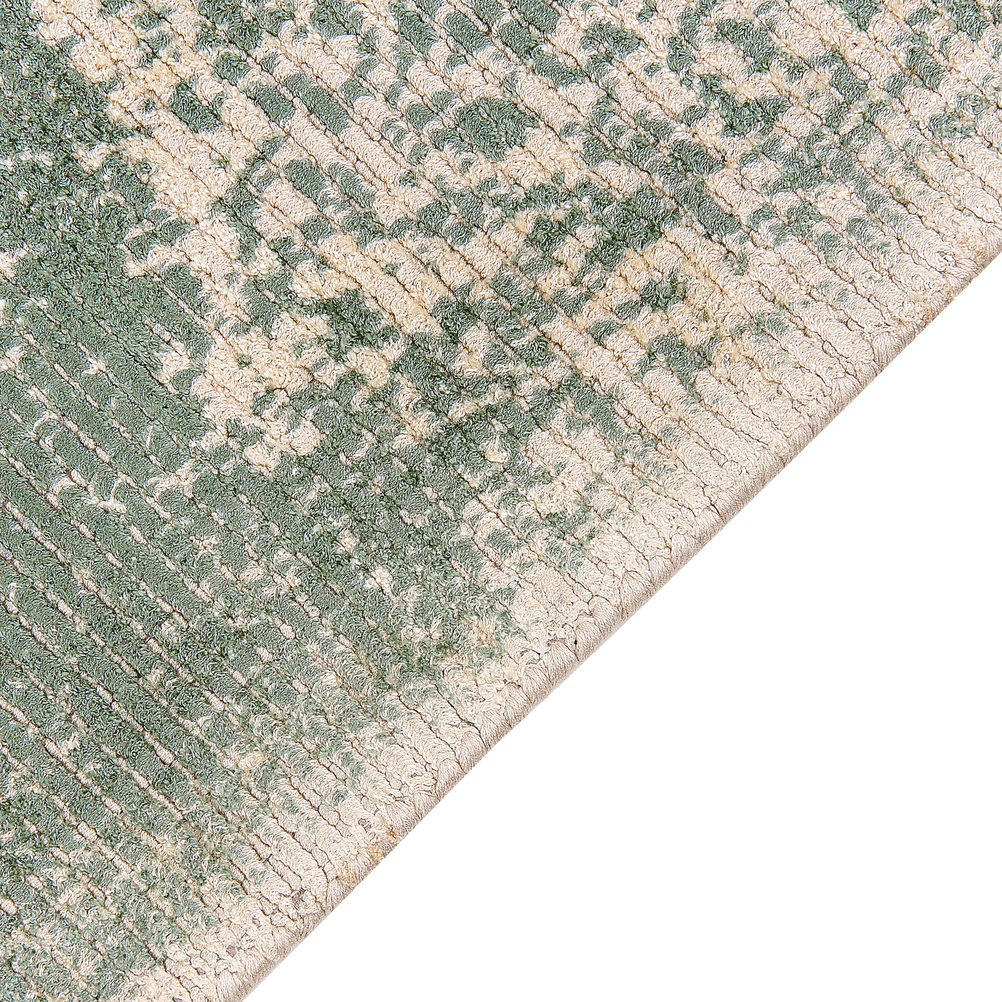 Vintage Green Beige Area Rug 80 x 150cm Fringed