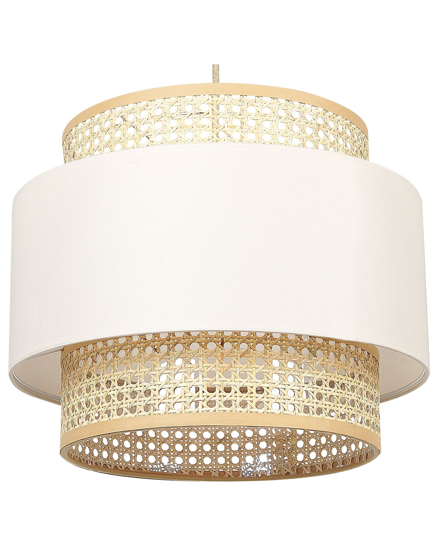 Pendant Lamp Natural Beige Rattan Double Shade Boho Light