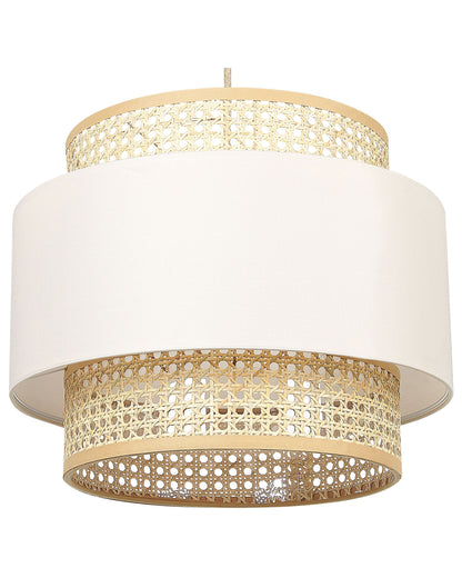 Pendant Lamp Natural Beige Rattan Double Shade Boho Light