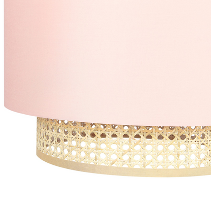 Pendant Lamp Natural Pink Rattan Shade Boho Hanging Light